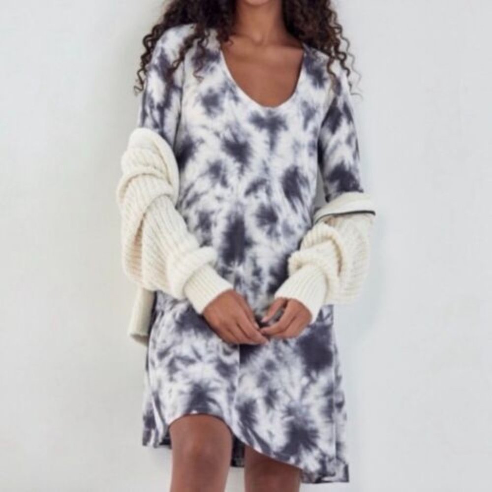 Anthropologie Saturday Sunday size S Tie Dye  Dress Flare Pollie Tiered Cotton